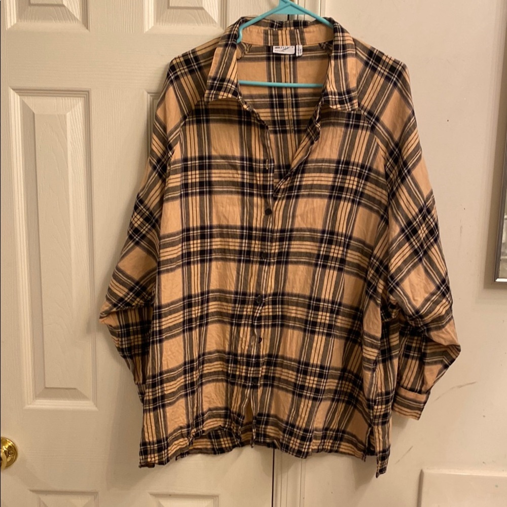 Asos Curves Plaid Button-Up Shirt